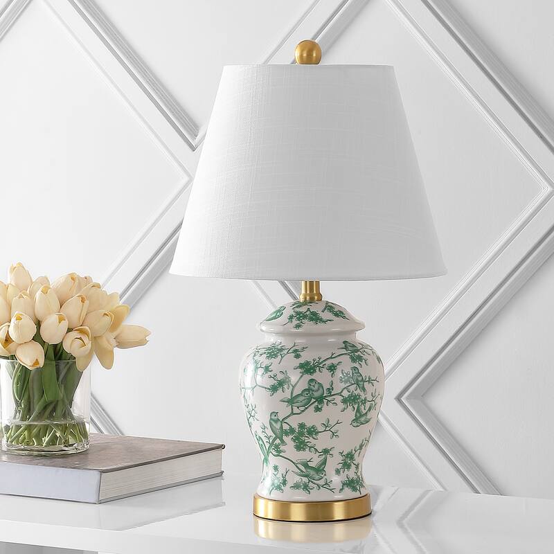 Penelope 22" Chinoiserie LED Table Lamp, Blue/White by JONATHAN Y
