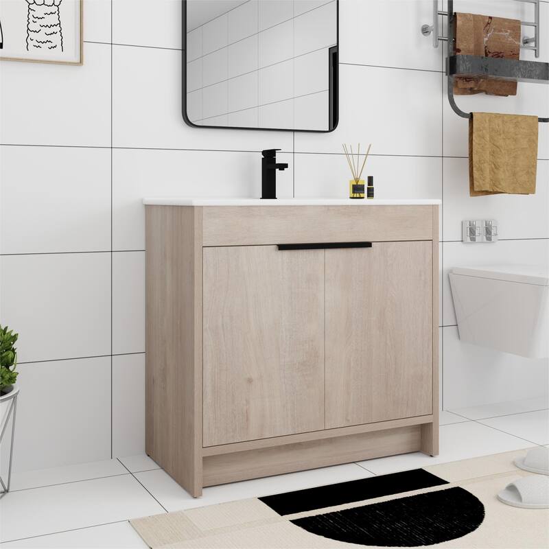Bathroom Vanity With Sink In 24/30/36 Inch, Freestanding Bathroom Vanity With Soft Close Door and Adjustable Shelf