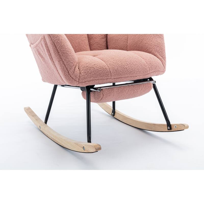 Teddy Fabric Rocking Chair With Adjustable Footrest