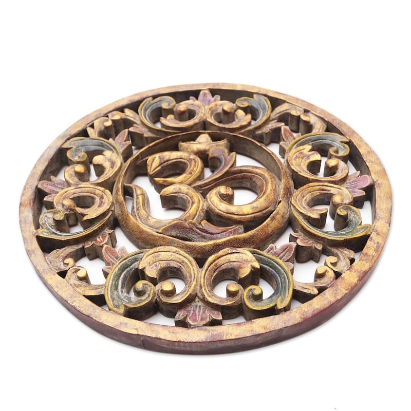 Novica Handmade Rounded Ong-Kara Wood Relief Panel