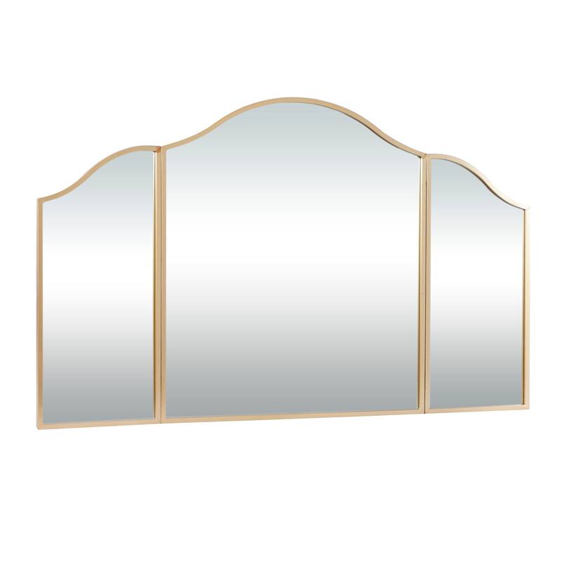 Metal Arched Wall Mirror with Folding Sides - Gold - Roche River Decor - 1"W x 53"L x 31"H