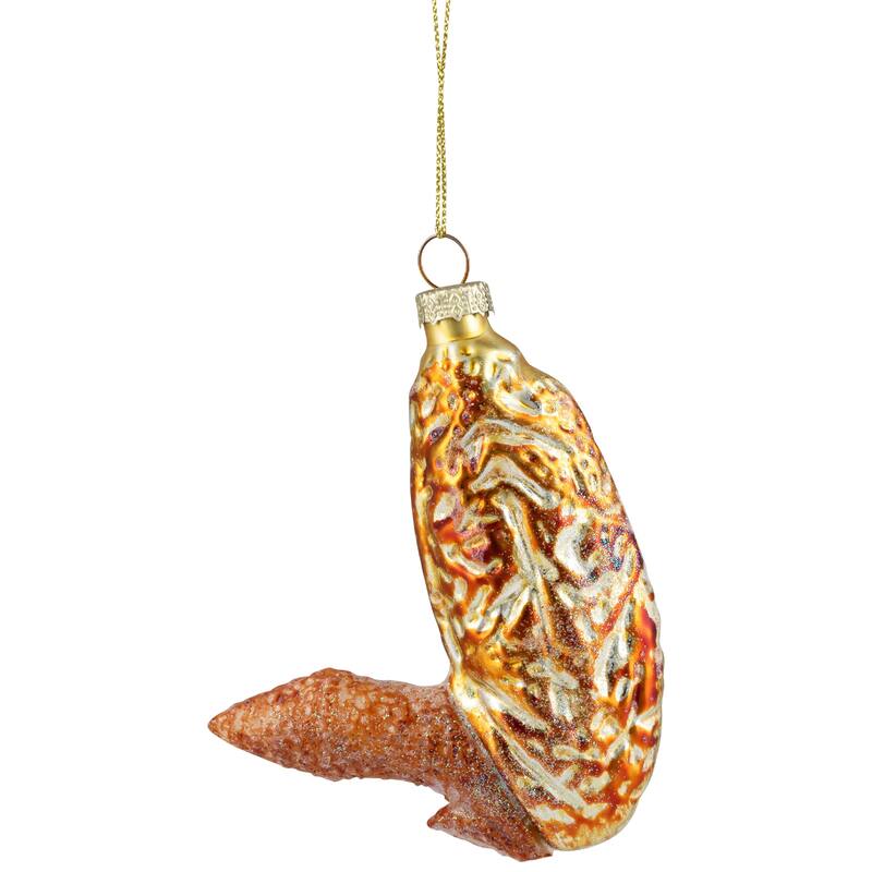 Buffalo Flat Chicken Wing Glass Christmas Ornament - 4"