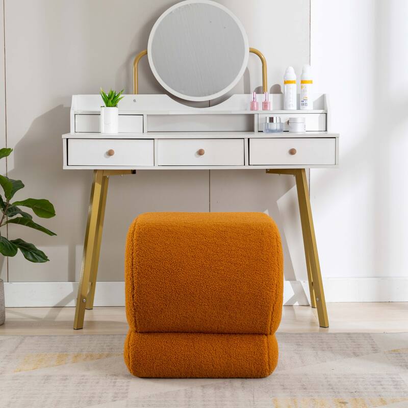 S-shape Ottoman Makeup Stool Footstool （Teddy/Velvet）