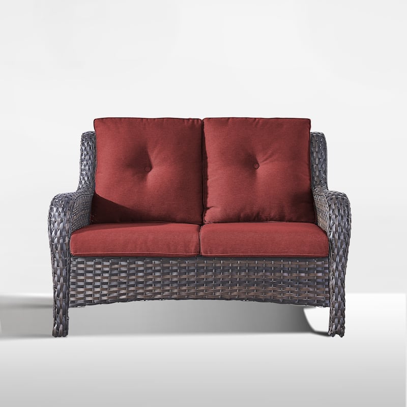 Outdoor Loveseat Sofa 2-Seat Sofa Brown-Red - Brown