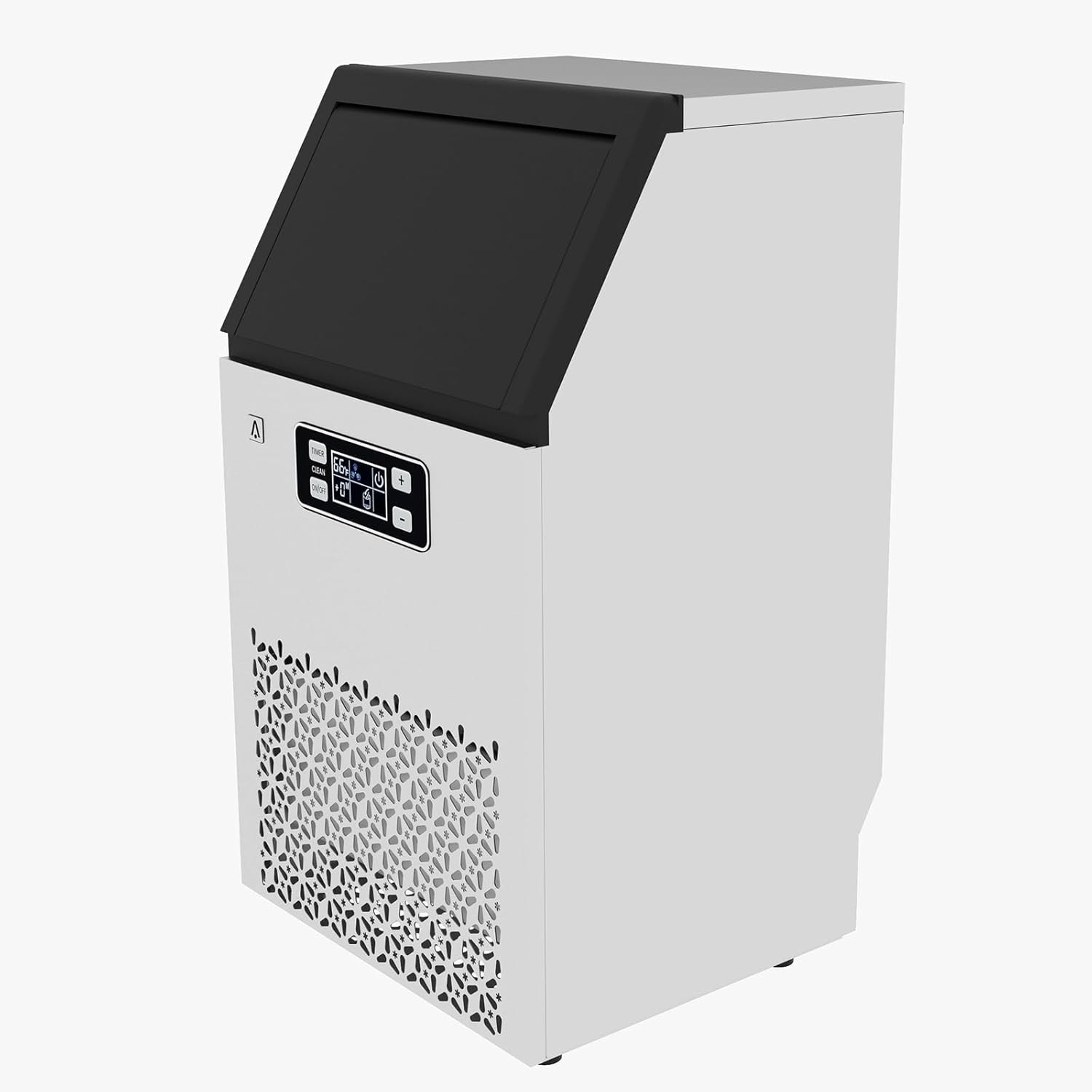 Commercial Ice Maker Machine, 200 Lbs/24H Stainless Steel Ice Maker with Storage and Fast Ice Making