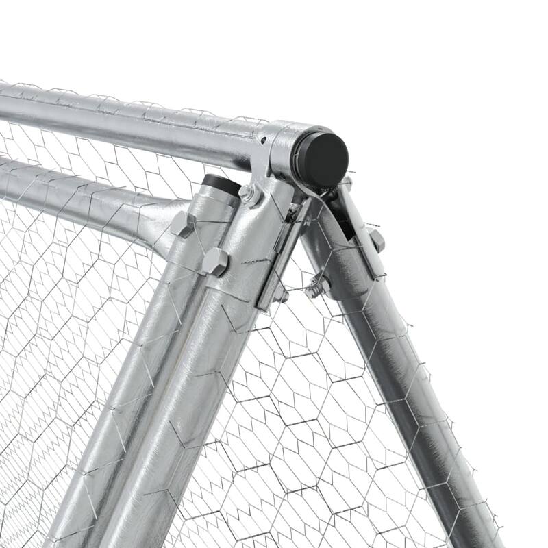 vidaXL Rabbit Hutch Animal Enclosure Bunny House Silver Galvanized Steel
