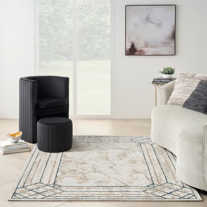 Nourison Glam Indoor Cream/Ivory Geometric Area Rug - 4' x 6' - Ivory/Taupe - Rectangle