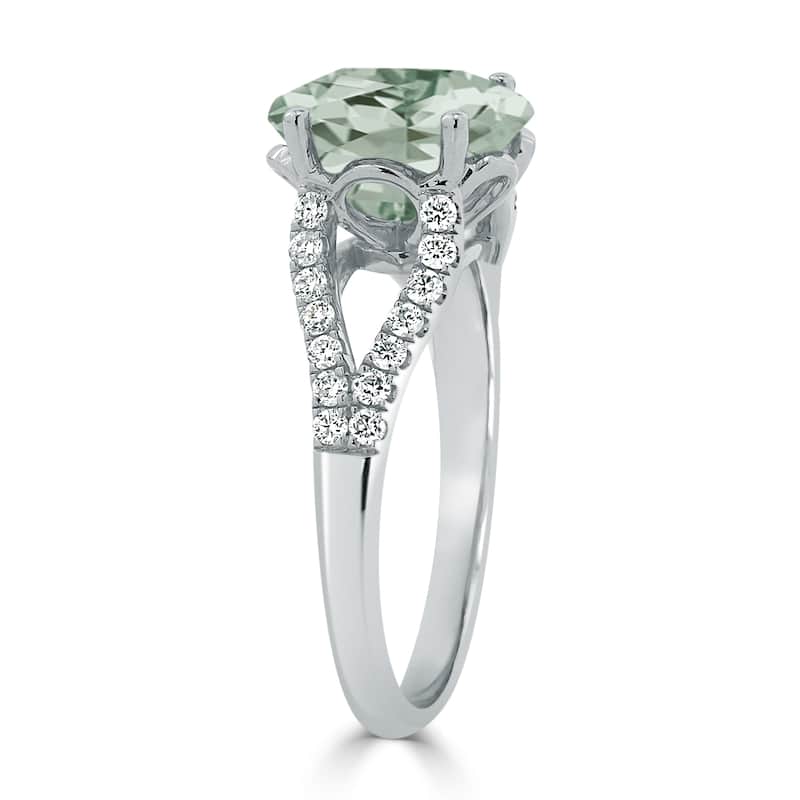 Auriya 2ct Fancy Oval Green Amethyst and Diamond Engagement Ring 1/3cttw 14k Gold