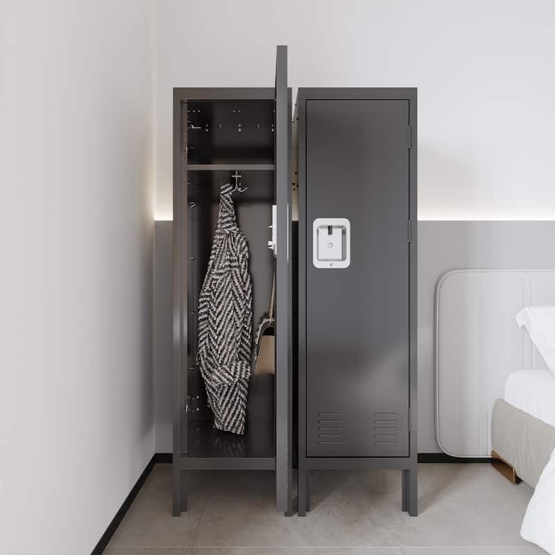 1 Door Tall Single Metal Locker-Retro Style Storage Cabinet--Industrial Furniture - Grey