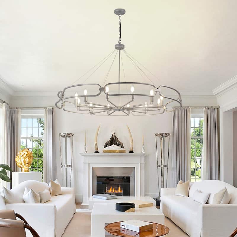 12-Light Modern Chandelier, Large Round Chandelier - 52"