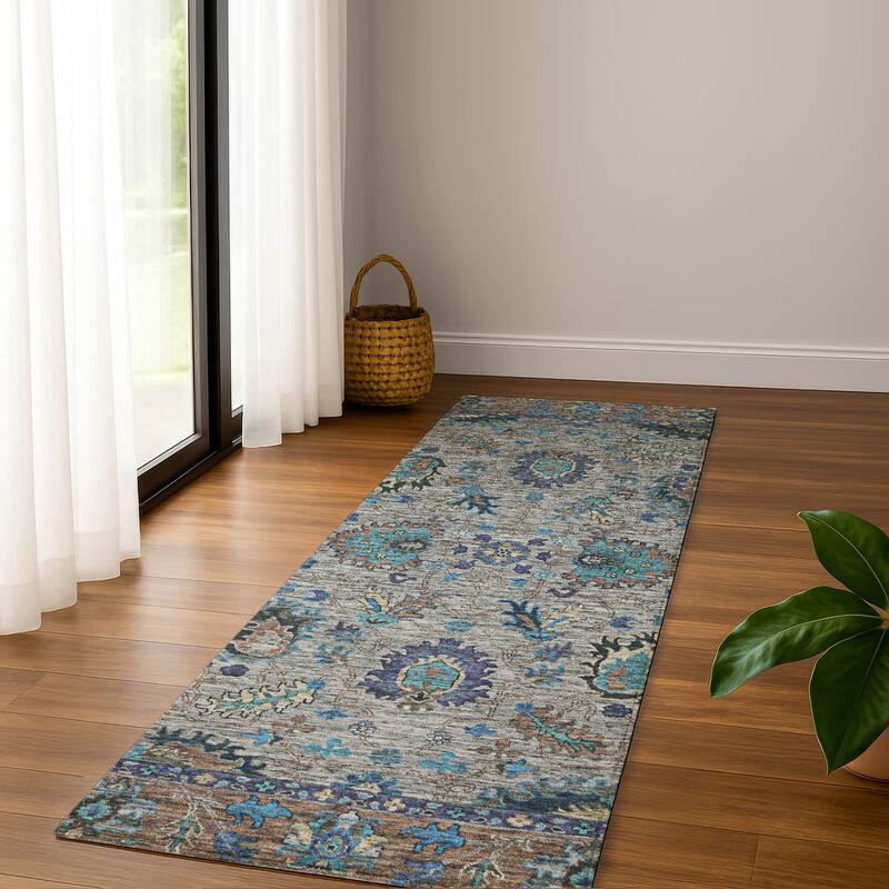 Premium Washable Super Soft Traditional Lily Mayfield Rug - Pewter - 2'3" x 7'6"