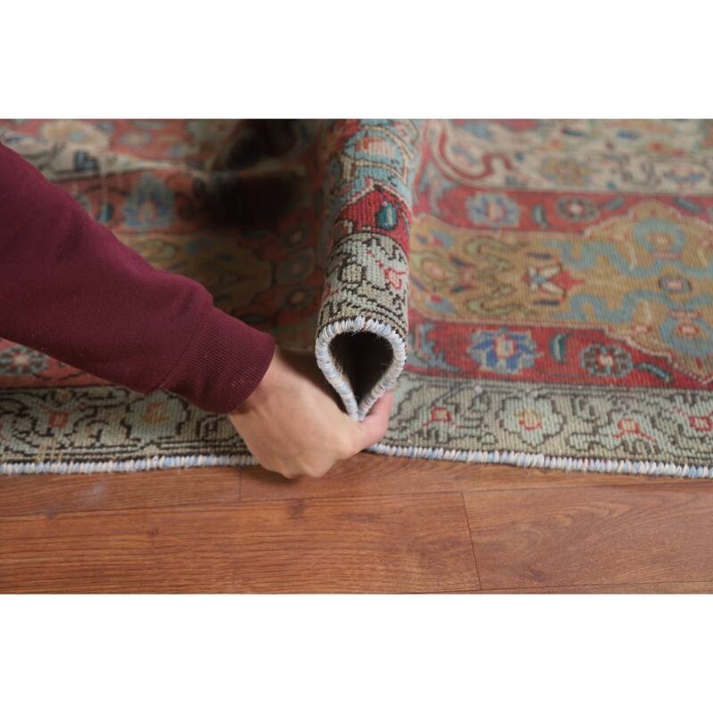 Hand Knotted Oriental 100% Wool Carpet Traditional Floral Pink Tabriz Area Rug - 12' 10'' X 9' 11''