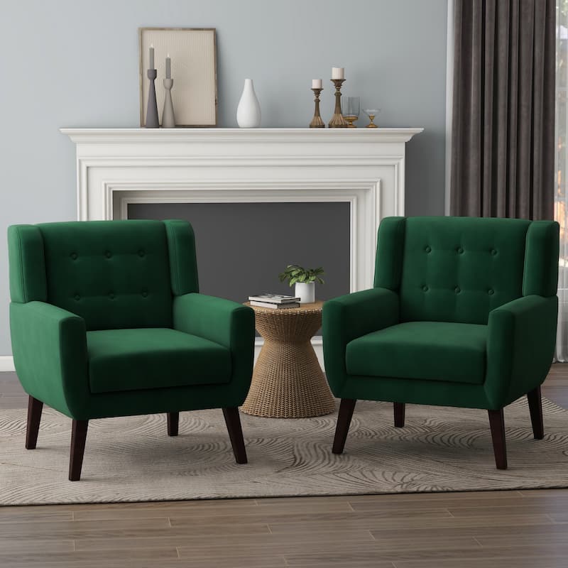 Velvet Upholstered Armchair Tufted Accent Chairs Set of 2