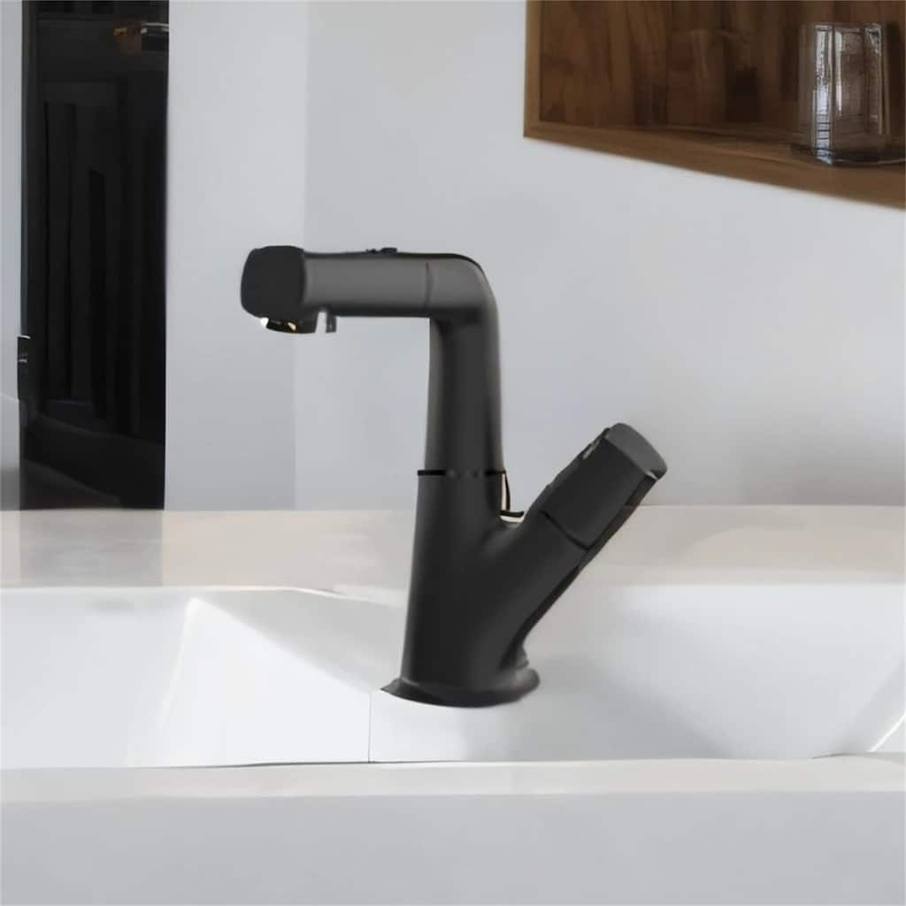 Three Water Modes Bathroom Sink Faucet with Pull-Down Design