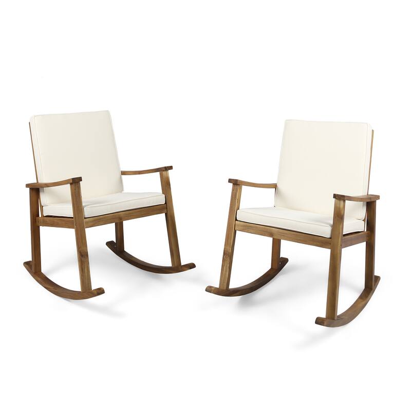 Candel Outdoor Acacia Wood Rocking Chair (Set of 2) by Christopher Knight Home
