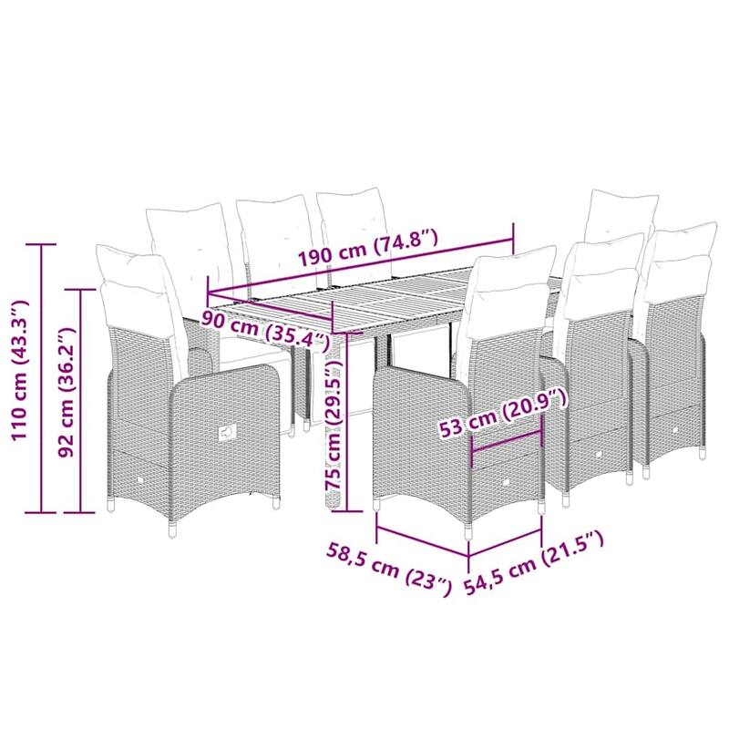 vidaXL Bistro Set Black - 21.5 x 23.0 x 36.2