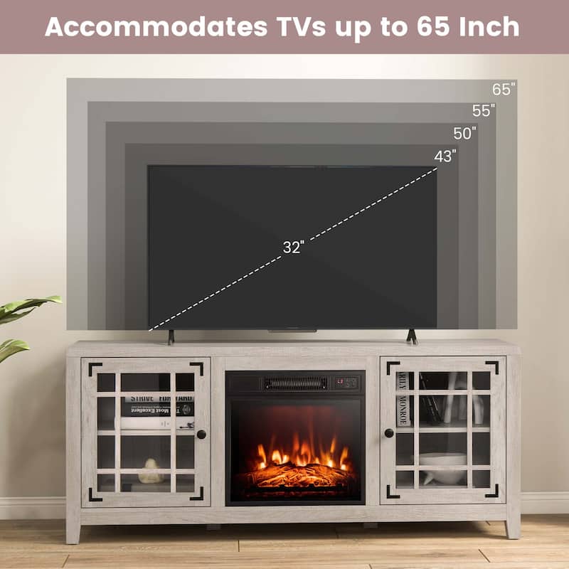 Costway 58 Inches Fireplace TV Stand for TVs up to 65 Inches with - 58'' x 16'' x 25''