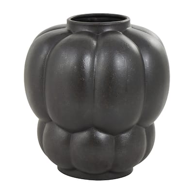 Ceramic Wide Bubble Inspired Decorative Vase with Distressed Speckled Texturing - Black - Roche River Decor