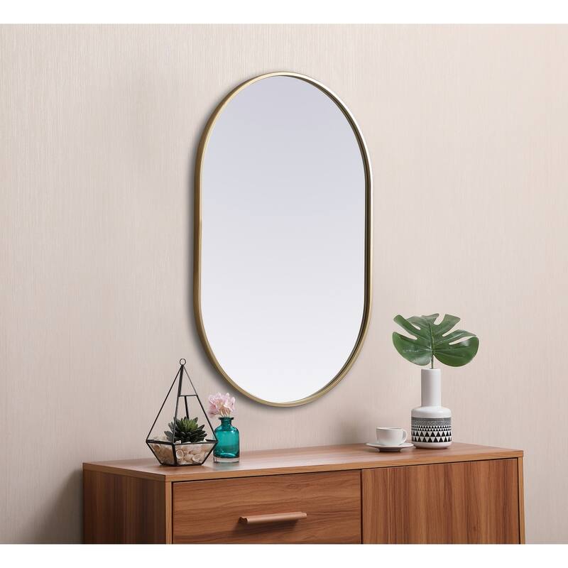 Indigo Home Metal Frame Oval Mirror 24x36 Inch