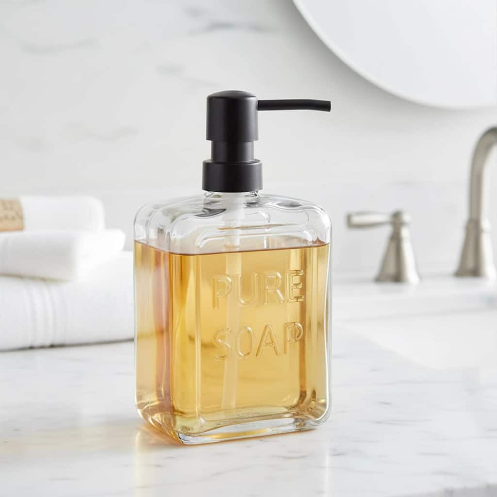 vintage Glass Soap Dispenser PURE SOAP 18 FL OZ - 18 Fl Oz