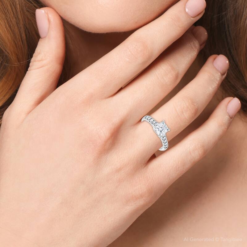 1 1/2 Ct Cushion Diamond Engagement Ring White Gold Lab Grown