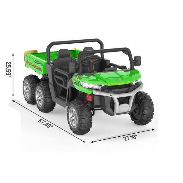 dimension image slide 1 of 3, 24V Kids Ride On Dump Truck,4WD 2 Seater Ride On Truck with Dump Bed/Tailgate/Shovel