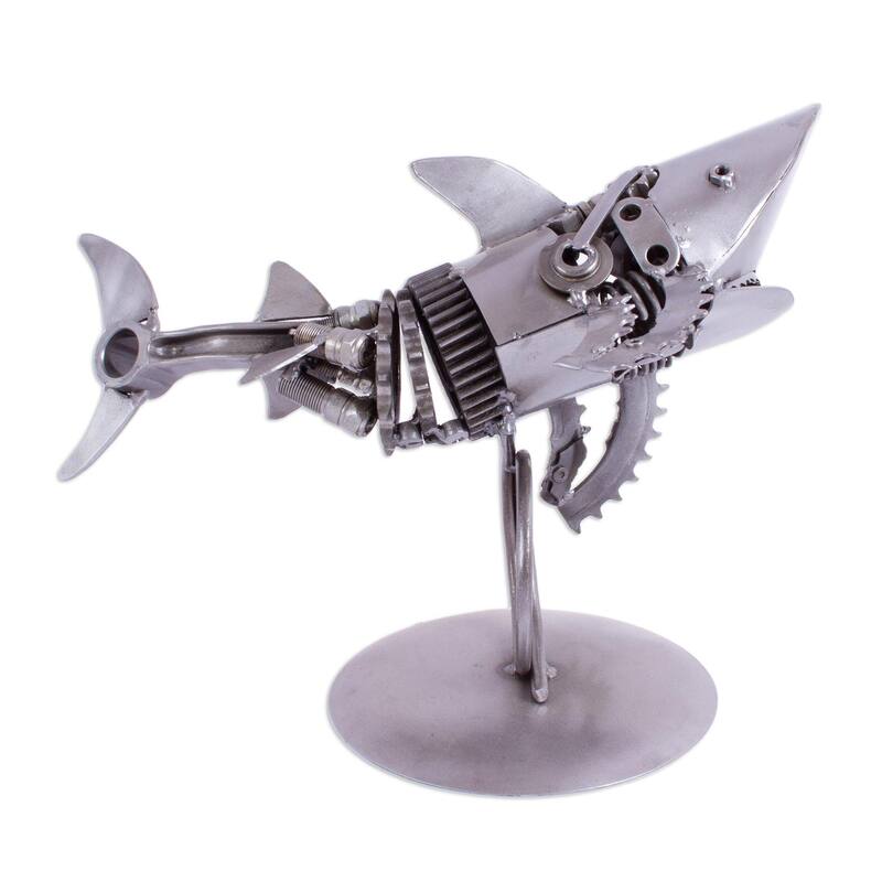 Novica Handmade Mighty Shark Recycled Metal Sculpture