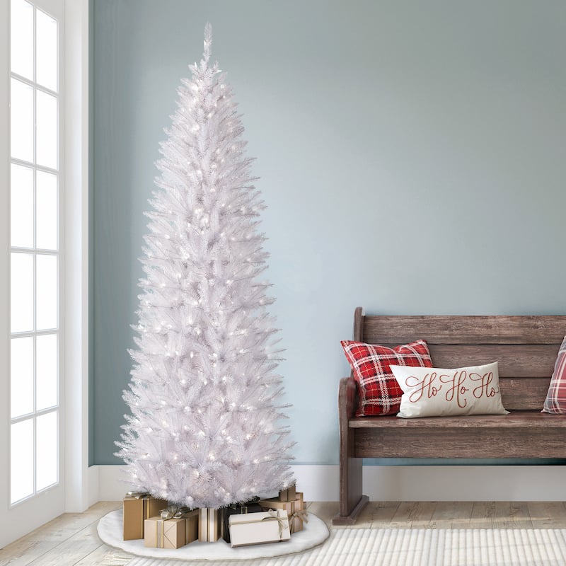 Puleo International 6.5 ft. White Pencil Fraser Fir Christmas Tree