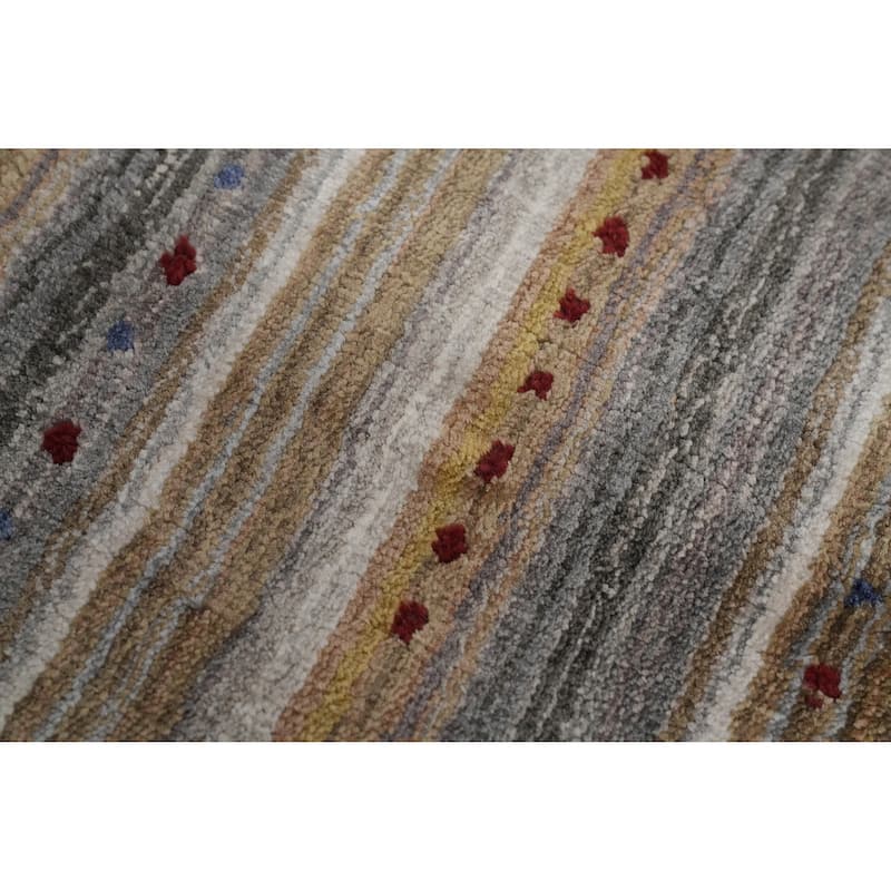 Hand Knotted Oriental 100% Wool Carpet Tribal Animal Pictorial Multi-Colored Gabbeh Area Rug - 8' 11'' X 6' 0''