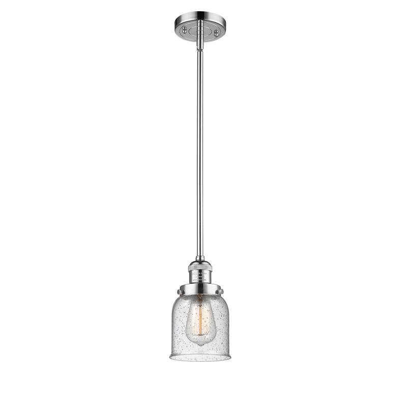 Innovations Lighting Franklin Restoration Bell - 1 Light 5" Stem Hung Mini Pendant - Polished Chrome/Seedy