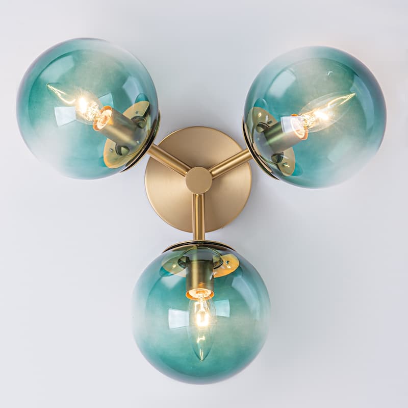 Modern 3-Light Semi Flush Mount With Opal Glass Shade