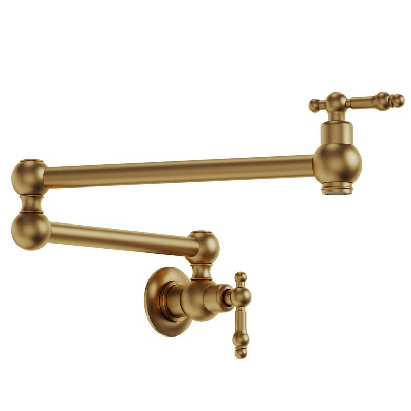 Wall Mount Swing Arm Kitchen Faucet, Traditional Folding Pot Filler Faucet Over Stove