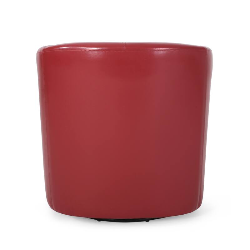 Roomfitters Modern Swivel Club Chair, Faux Leather Accent Armchair with Curved Back and Cushioned Seat for Living Spaces