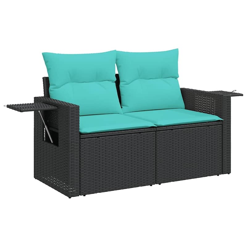 vidaXL 11 Piece Patio Sofa Set with Cushions Grey Poly Rattan - 24.4 x 24.4 x 27.2