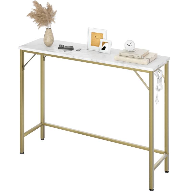 Console Table with Outlet & USB Ports Narrow Sofa Table