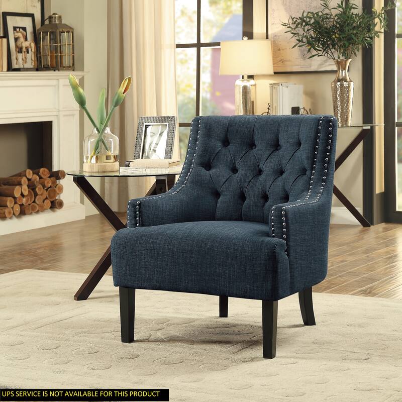 Modern Traditional Chenille Accent Chair with Elegant Nailhead Trim