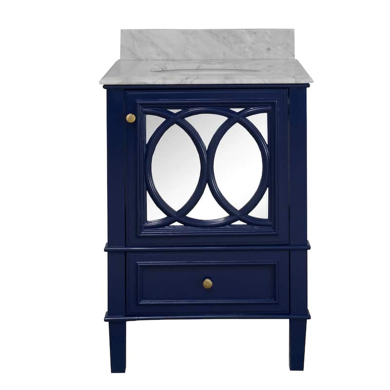 KitchenBathCollection Olivia 24" Bathroom Vanity with Carrara Marble Top