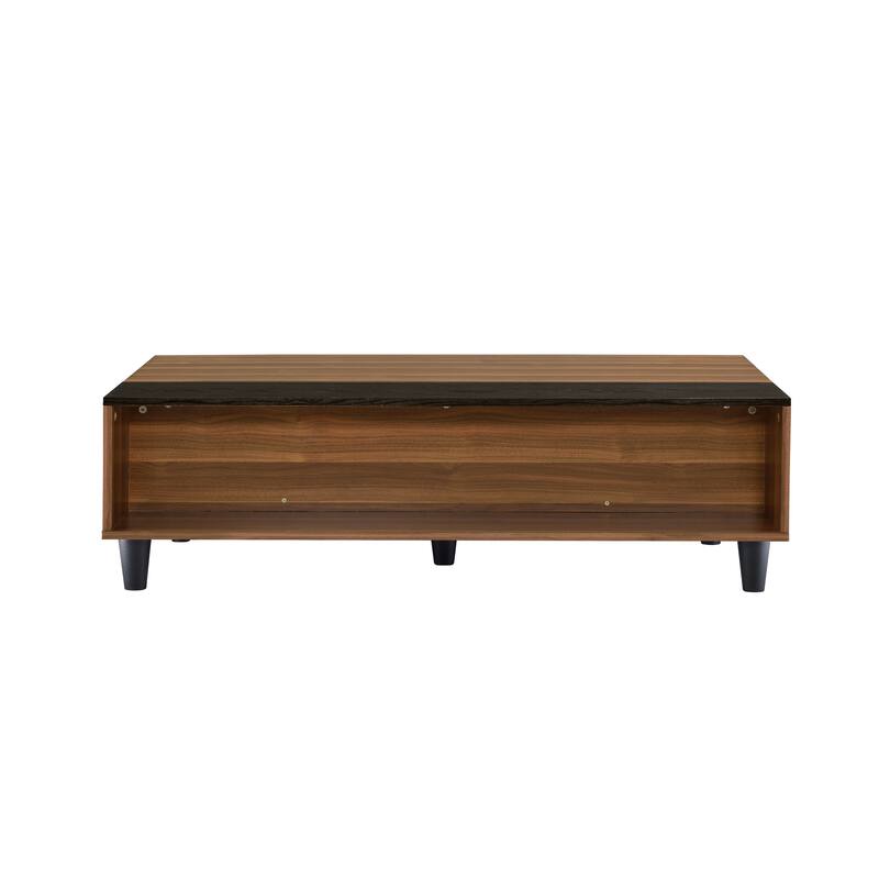 47" W Coffee Table w/Lift Top, Walnut & Black