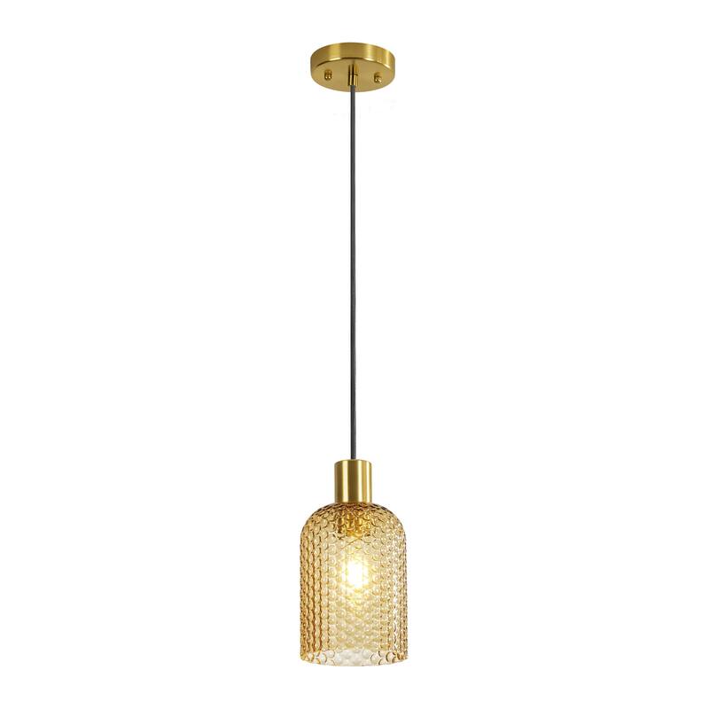 1/3-Light Modern Glam Bell-Shaped Adjustable Island Pendant Light with Clear/Blue/Amber Textured Glass