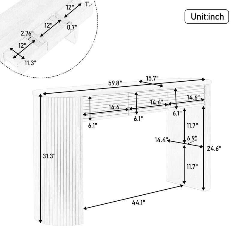 Retro Fluted Console Table with Interchangeable Legs by Christopher Knight Home