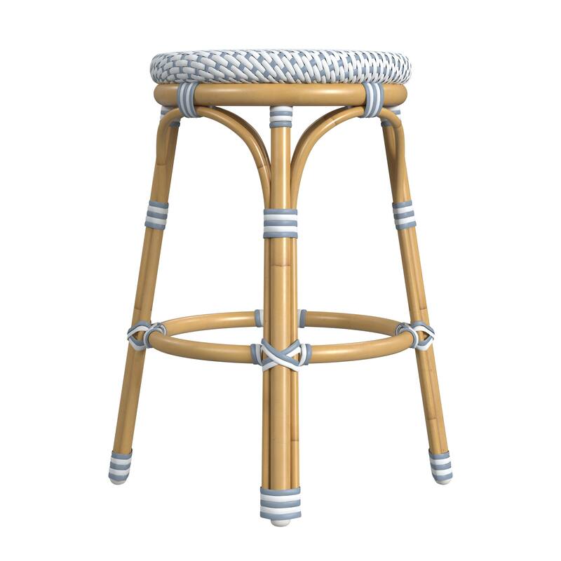 Tobias Outdoor Rattan and Metal Counter Stool