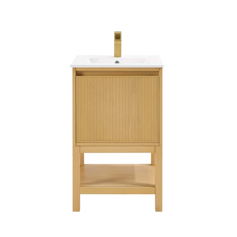 20 Inch Solid Wood Pre-Assembly Bathroom Vanity With Adjustable Shelf