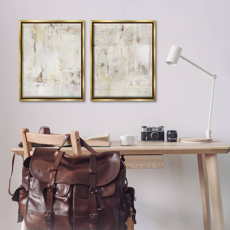 Stupell Contemporary Muted Abstracts Framed Floater Canvas Wall Art Design By Victoria Barnes (Set of 2)