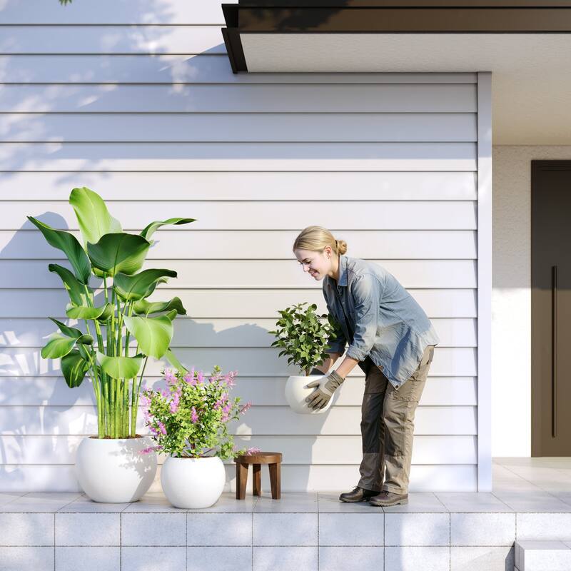 DTY Signature Mount Sherman 1-Piece Fiberstone Planter for Indoor/Outdoor