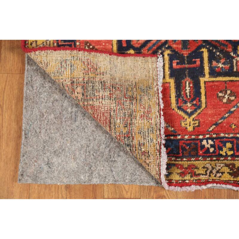 Hand Knotted Oriental 100% Wool Carpet Traditional Geometric Oranges & Rust Heriz Runner Rug - 10' 4'' X 2' 7''