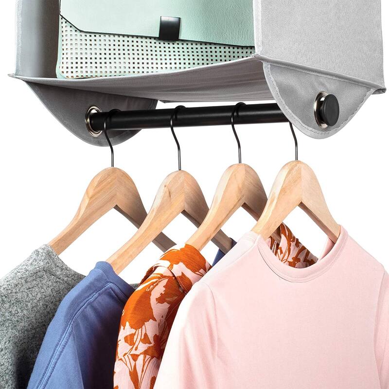 Hanging Closet Organizers with 3 Shelves - Closet Storage and RV Closet Organizer - Grey / Black