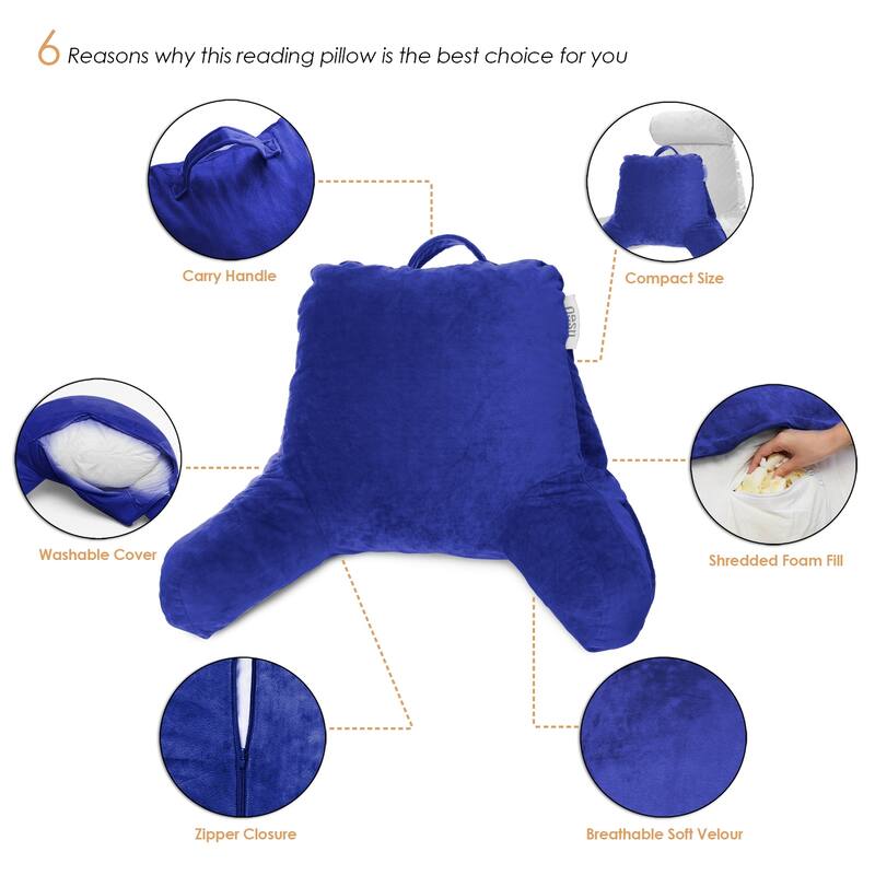 Empyrean Backrest Reading Pillow with Arms - Shredded Memory Foam Back Support Bed Rest Pillow