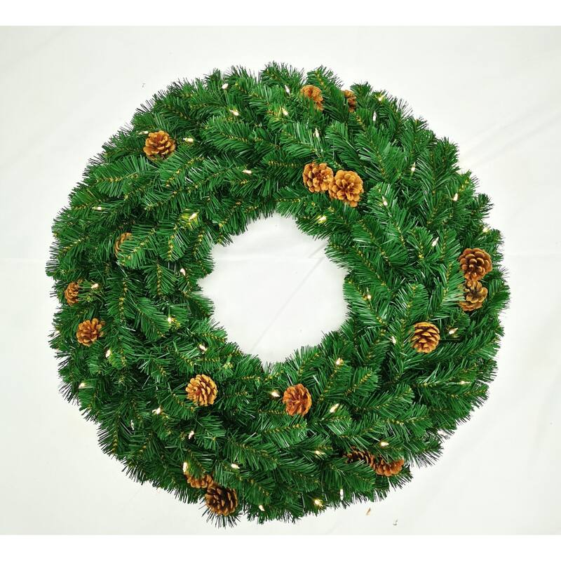 Oregon Fir B/O Wreath w/Warm White & Multi LED Lights