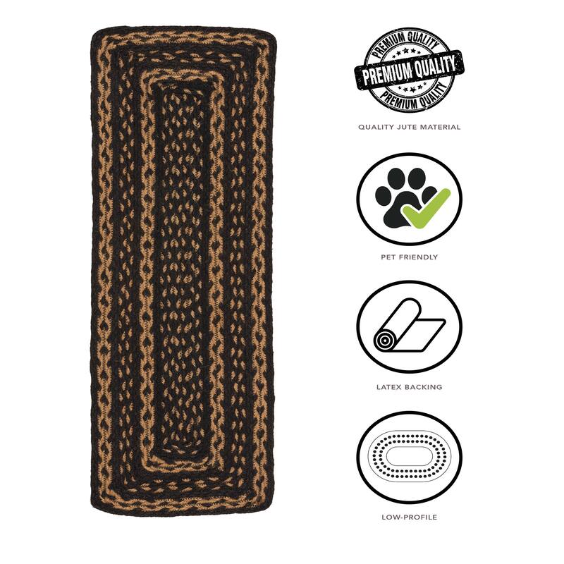 Cobblestone Jute Stair Tread Rect Latex 8.5x27 - 8.5x28