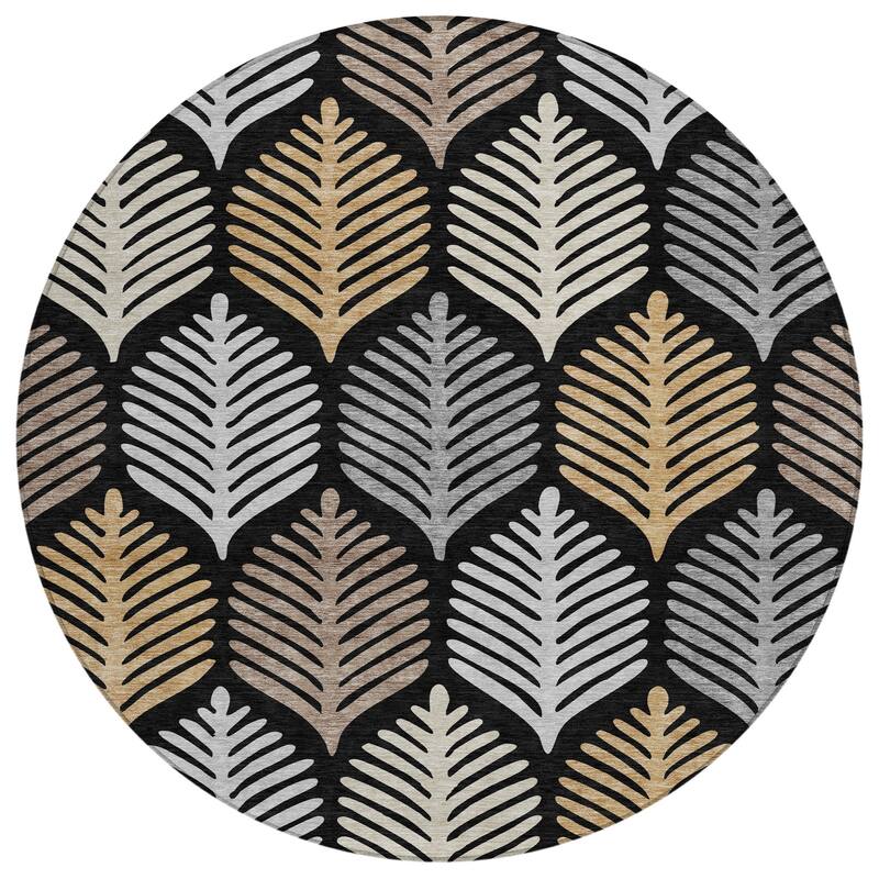 Machine Washable Indoor/ Outdoor Modern Fern Chantille Rug